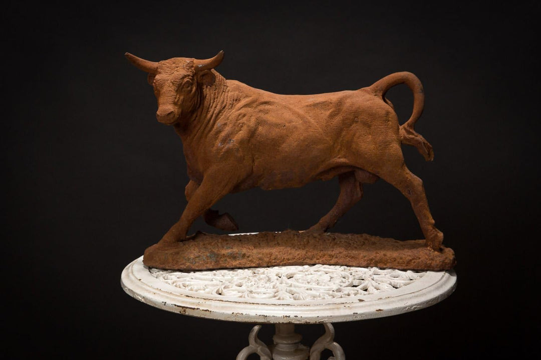 Skulptur Stier Gartenfigur Figur Eisen Garten Garden Sculpture Iron Bull Art