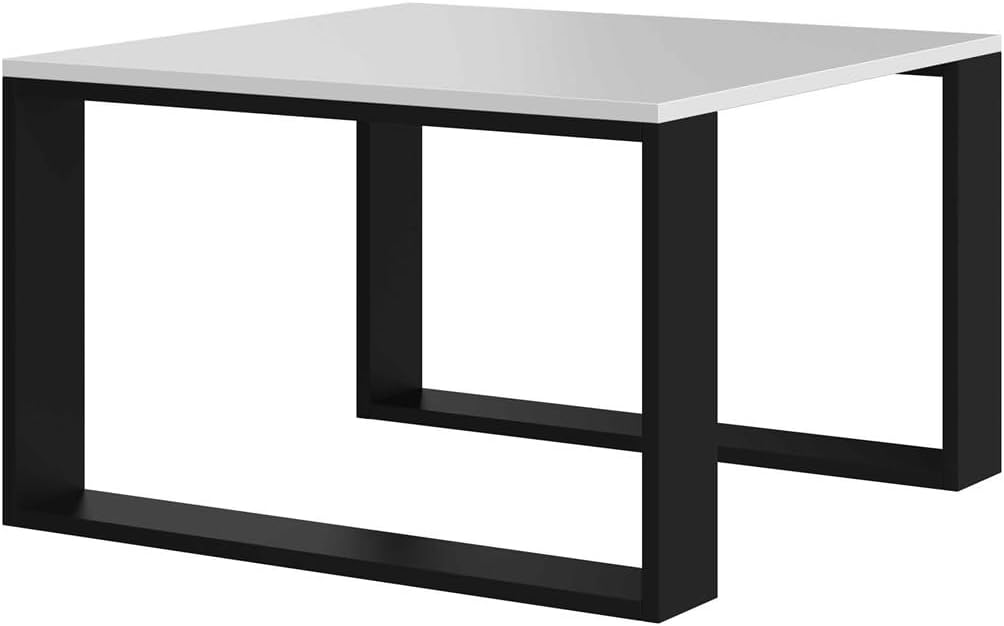 VBChome Kaffeetisch 67 x 67 x 40 cm Weiss - Schwarz Couchtisch Wohnzimmertisch Teetisch Beistelltisc