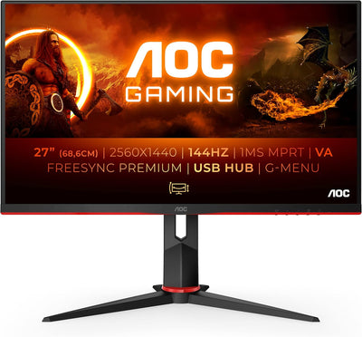 AOC Gaming Q27G2U - 27 Zoll QHD Monitor, 155 Hz, 1ms, FreeSync Premium (2560x1440, HDMI, DisplayPort