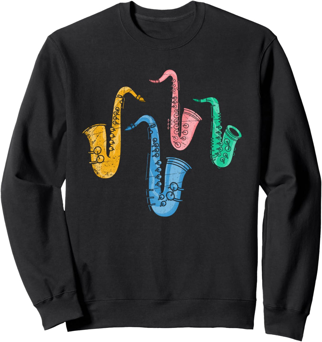 Musik Saxophonist Jazz Musikinstrument Buntes Saxophon Sweatshirt