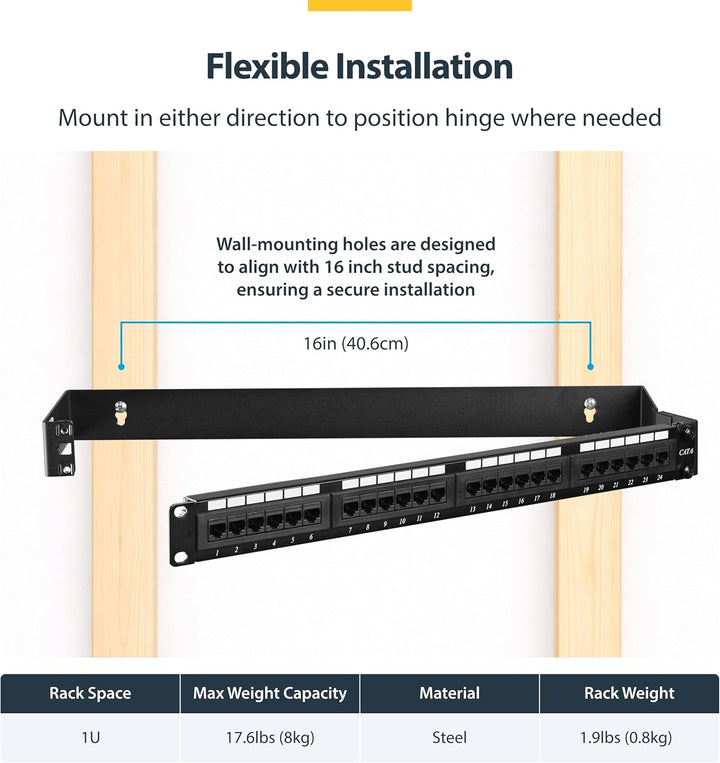 StarTech.com 1 HE Aufklappbare Wandhalterung für Patchpanel - 4 Zoll tief - 19" Schwenk-Rack für Ein