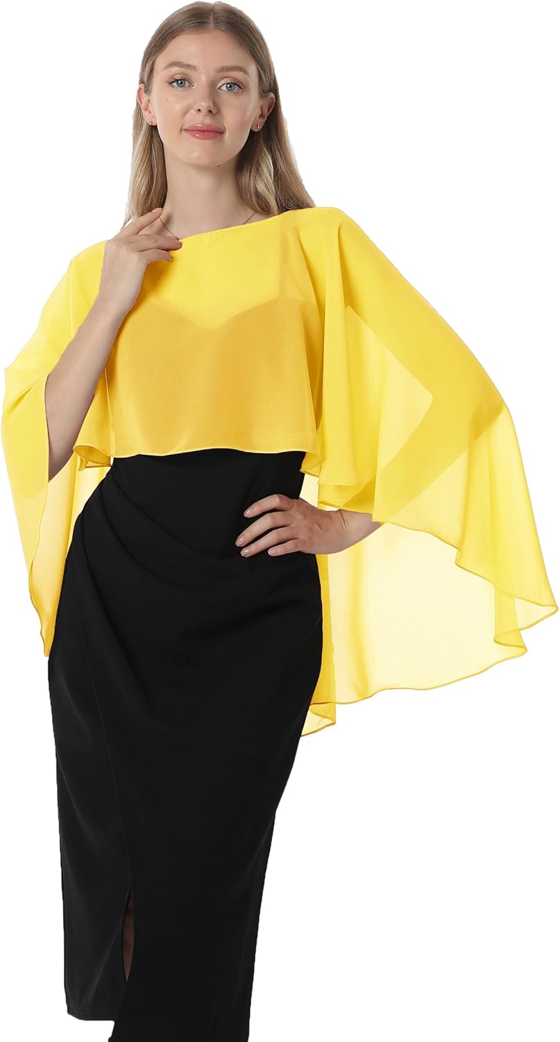 Damen Chiffon-umhang 001 Pashmina-Schal Einheitsgrösse Gelb, Einheitsgrösse Gelb