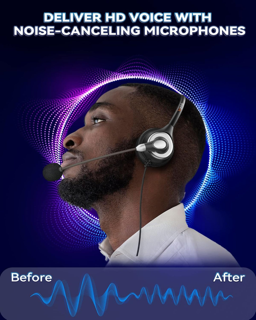 USB Headset Stereo mit Noise Cancelling Mikrofon und Lautstärkeregler, Wantek PC Kopfhörer für Busin