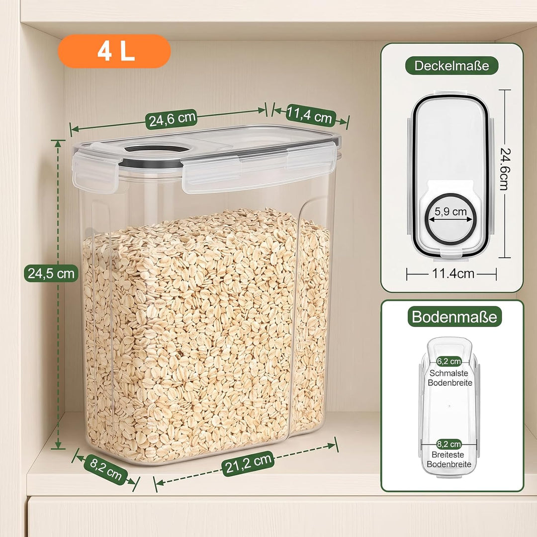GoMaihe 4L Vorratsdosen 6 Set, Aufbewahrungsbox Küche Luftdicht Behälter aus Plastik Mit Deckel, Vor