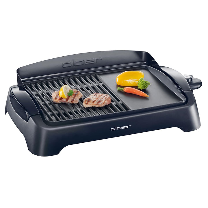 Cloer 656 Barbecue Elektrogrill, Tischgrill mit Spritzschutz, grosse Grillfläche 43 x 30,5 cm , Anti