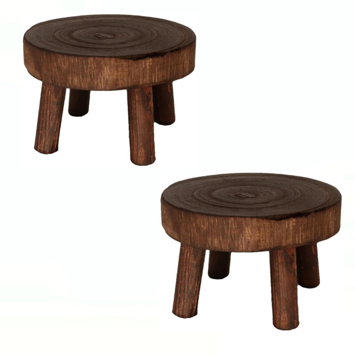 2 Stk Dekorativer Pflanzenständer aus Holz, Mini Multifunktionaler Blumentopfhalter für Heimdekorati