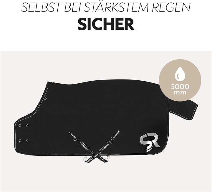 SUNRIDE Regendecke 50g für Pferde (Dublin) mit Unterdecken kombinierbar - für Extreme Wetterbedingun