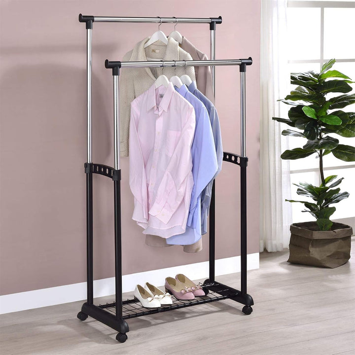 IDIMEX Garderobenwagen Grosso Kleiderständer Rollgarderobe Garderobenständer, mit Schuhablage, 2 Kle