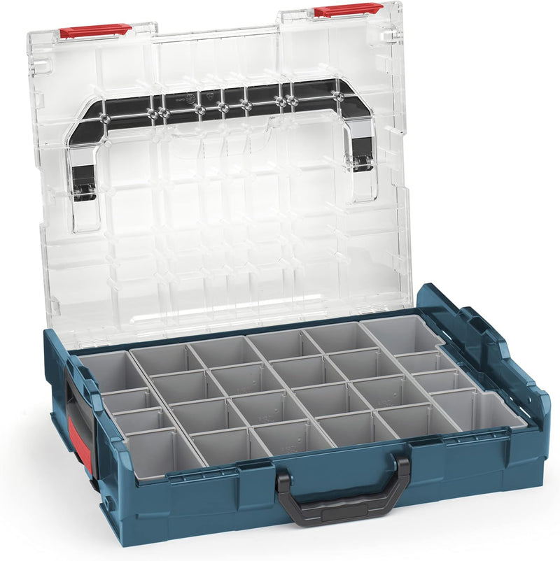 Bosch Sortimo Sortimentskasten L BOXX 102 professional blau Deckel transparent mit Insetboxen-Set K3