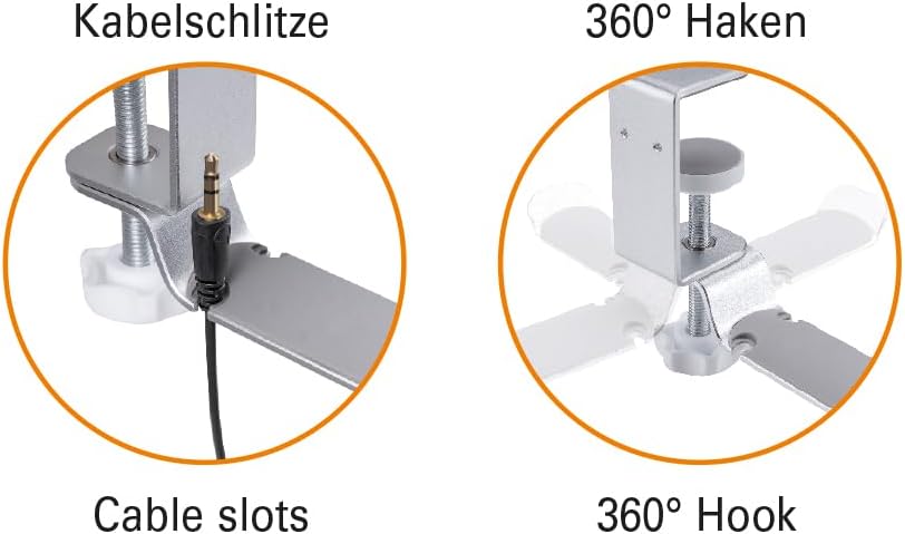 mywall HK4L Klemmbarer Universal Kopfhörerhalter - Headset Halterung für Schreibtisch - Verstellbare