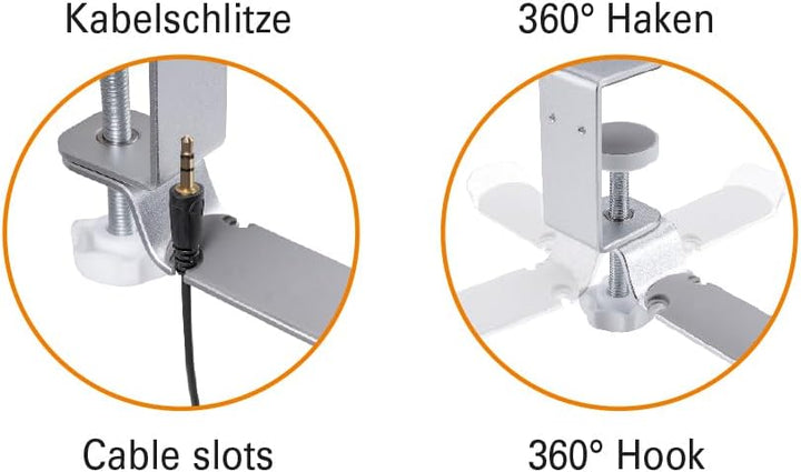 mywall HK4L Klemmbarer Universal Kopfhörerhalter - Headset Halterung für Schreibtisch - Verstellbare