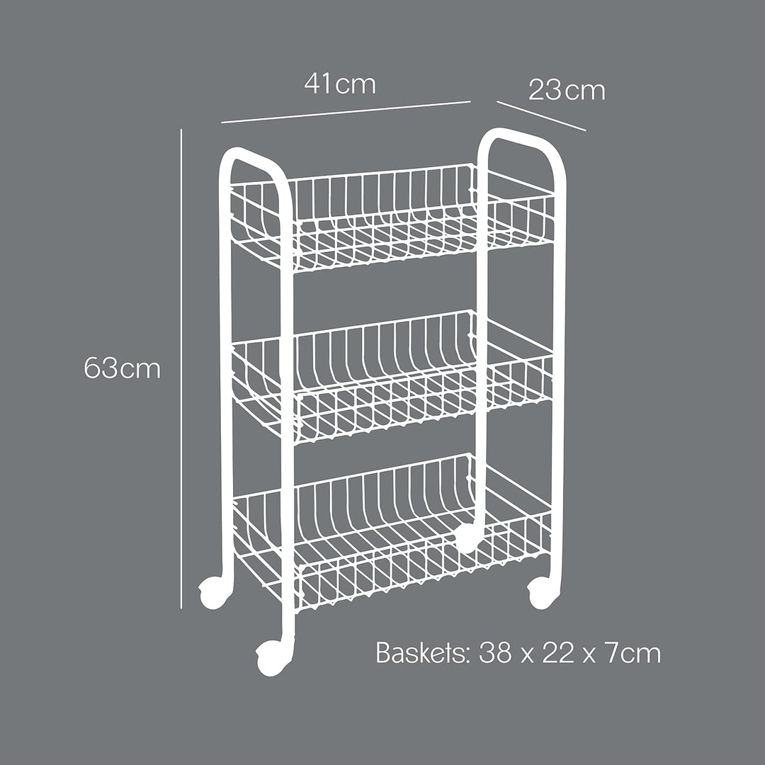 Lugano Lava Allzweckwagen 3 Etg. 41x23x63cm TouchTherm Schwarz, Schwarz