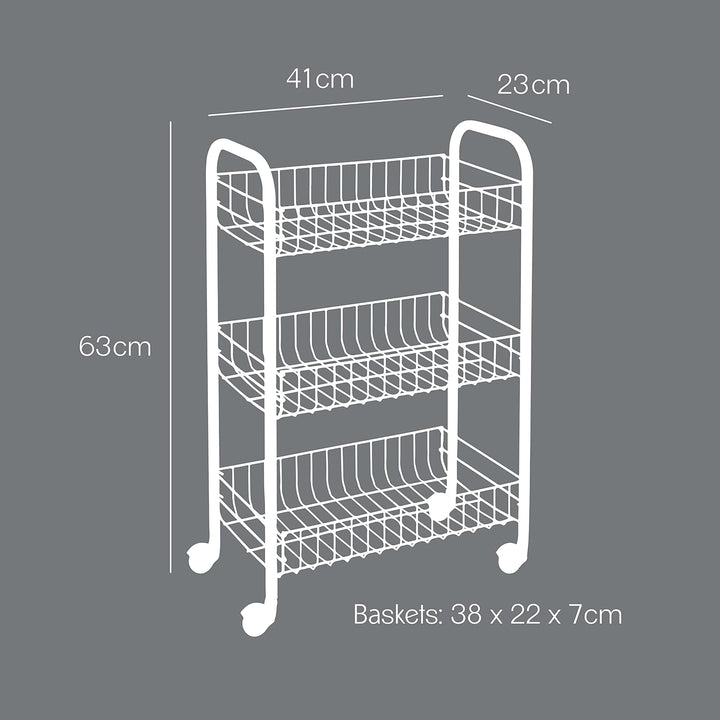 Lugano Lava Allzweckwagen 3 Etg. 41x23x63cm TouchTherm Schwarz, Schwarz