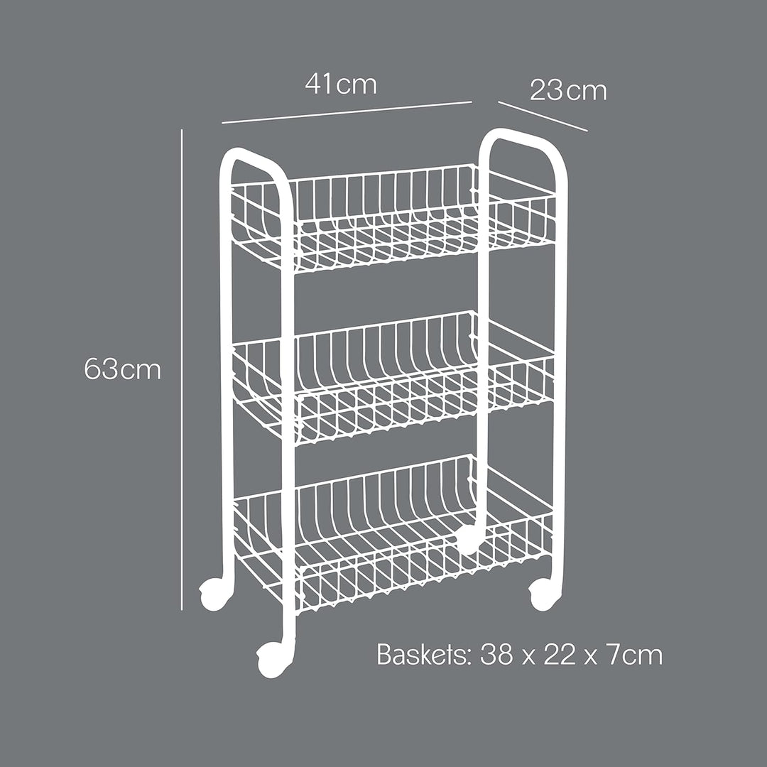 Lugano Lava Allzweckwagen 3 Etg. 41x23x63cm TouchTherm Schwarz, Schwarz