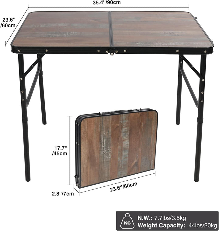 REDCAMP 3ft Faltbarer Campingtisch mit Einstellbarer Höhe, Leichter Tragbarer Klapptisch Campingtisc