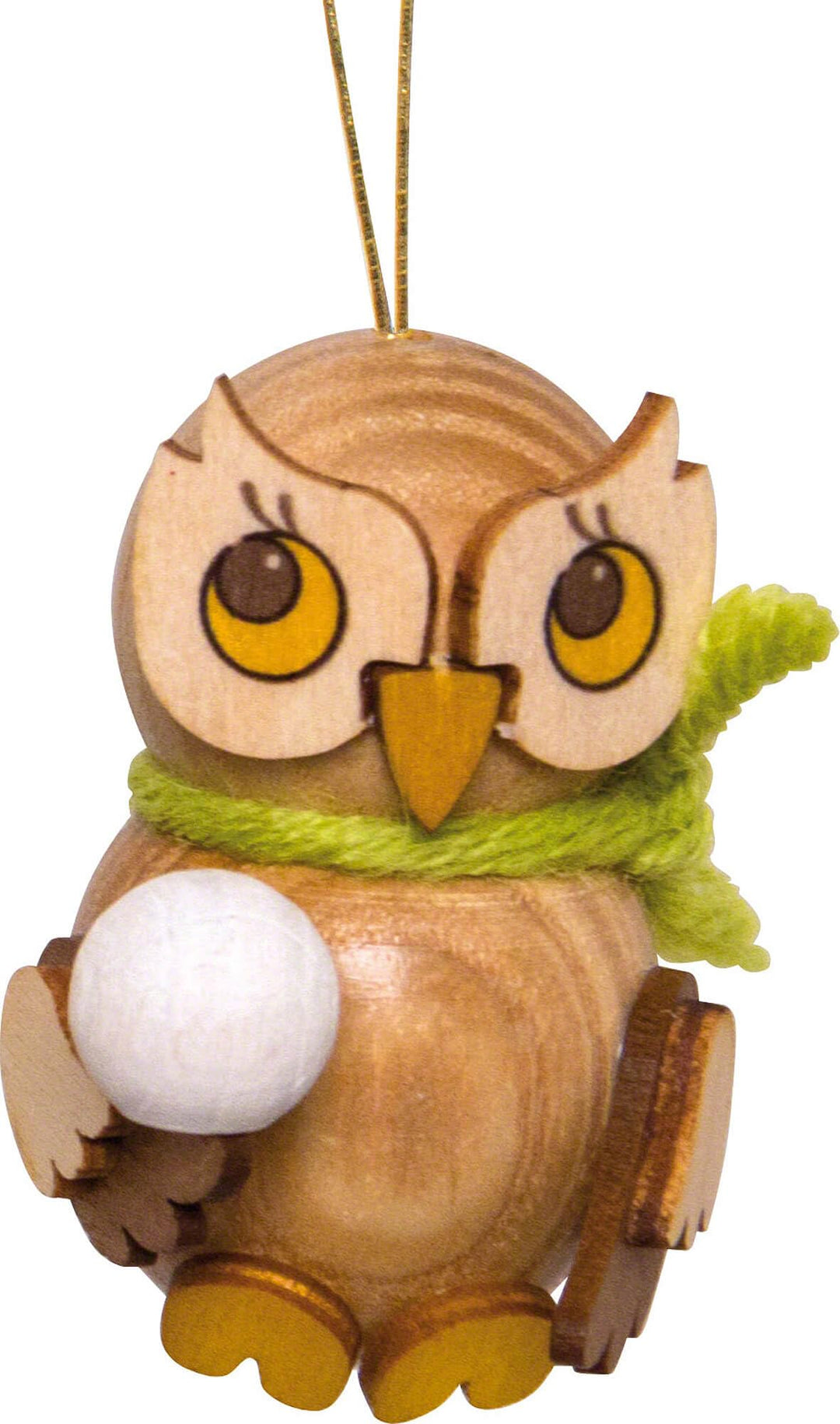 Christbaumschmuck Eulenkind mit Schneeball - 4 cm