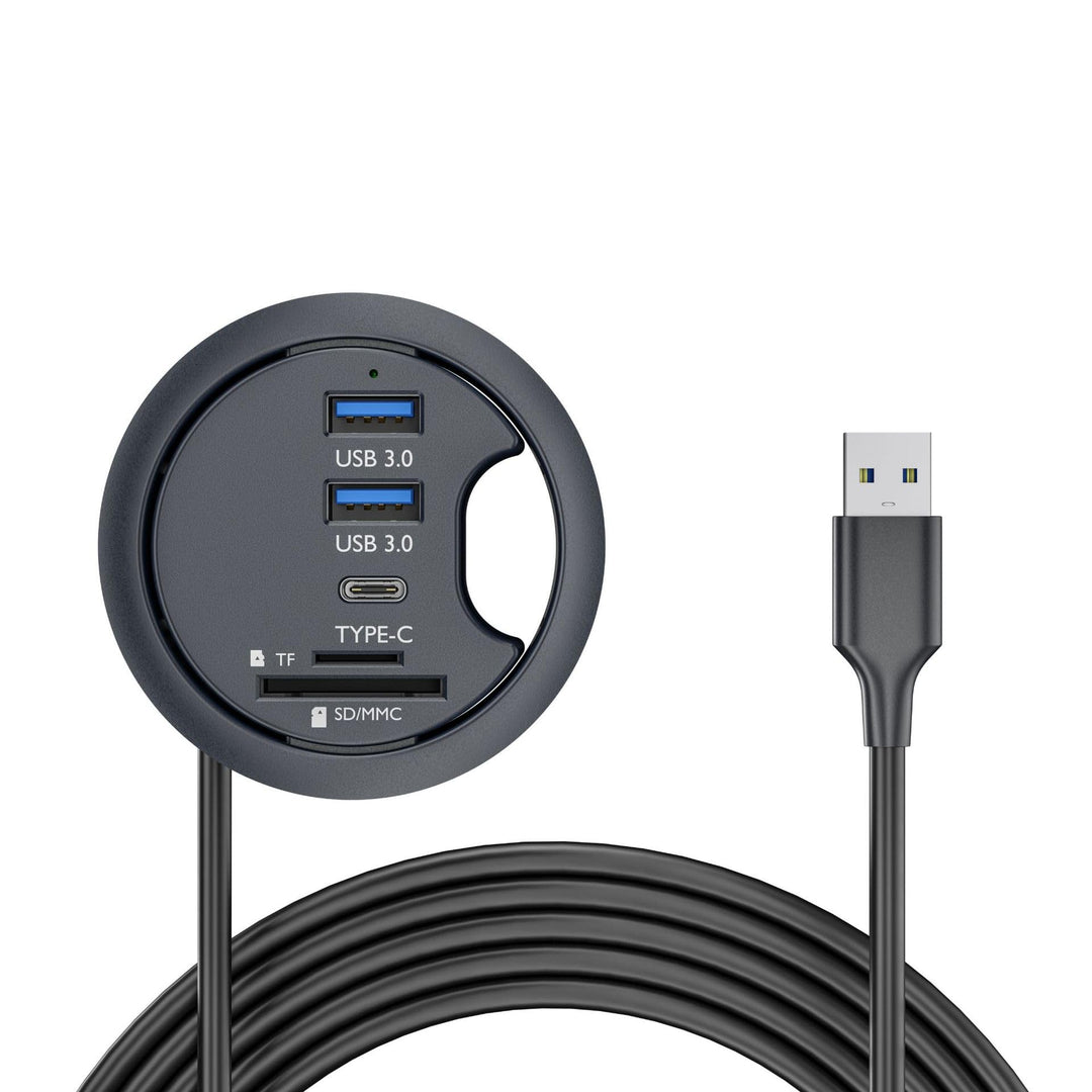 USB 3.0 Hub SD TF USB-C 2 Port USB 60 mm Schreibtisch Tülle Splitter Dockstation Micro-SD Kartenlese