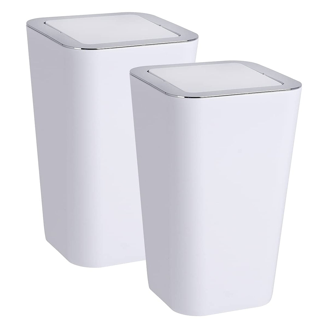 WENKO Schwingdeckeleimer Mod. Candy 2er Set in elegantem Weiss aus hochwertigem Kunststoff mit 6 Lit