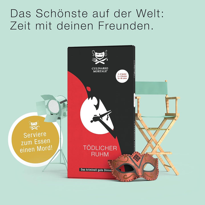 CULINARIO MORTALE® – Tödlicher Ruhm - Krimidinner für Zuhause für 5 bis 8 Personen/unterhaltsames Kr