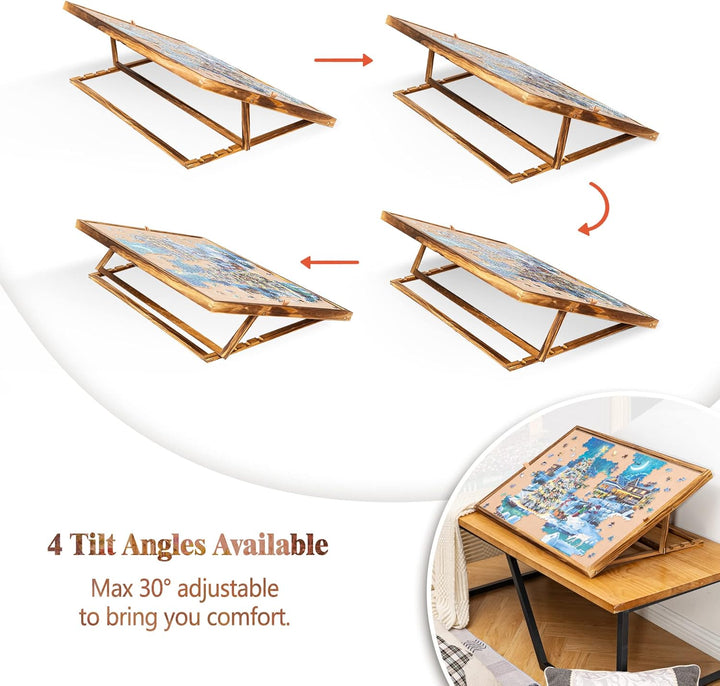 Becko US 1000 Piece Jigsaw Puzzle Board with Clear Cover, Jigsaw Puzzle Table Double Sided Board wit