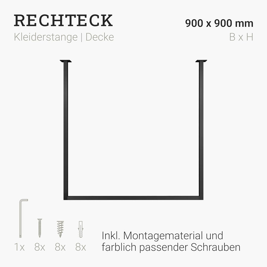 Natural Goods Berlin 1x Kleiderstange RECHTECK, Garderobenhalter U-Form, Wandmontage Bad Flur Küche,