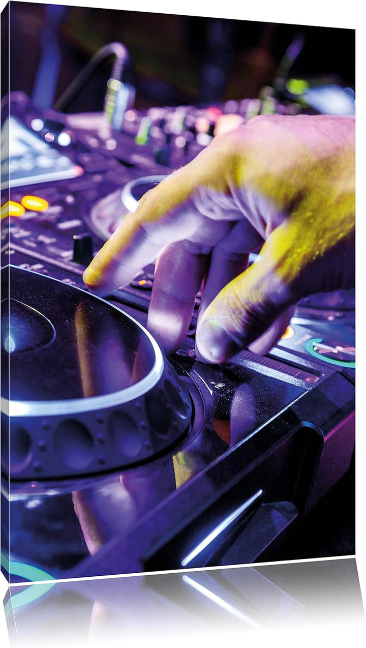 Pixxprint DJ Plattenteller, Cool Music, Format: 70x100 auf hochkantiges Leinwand, 70x100