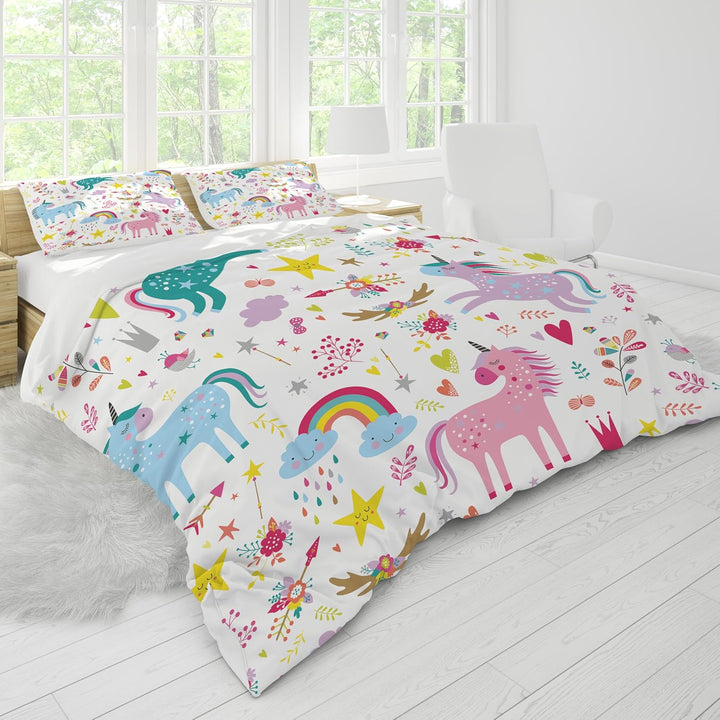 HZVRTN Kinder Bettwäsche Einhorn Bettwäsche Set für Mädchen, Soft Mikrofaser Bettbezug mit Reissvers