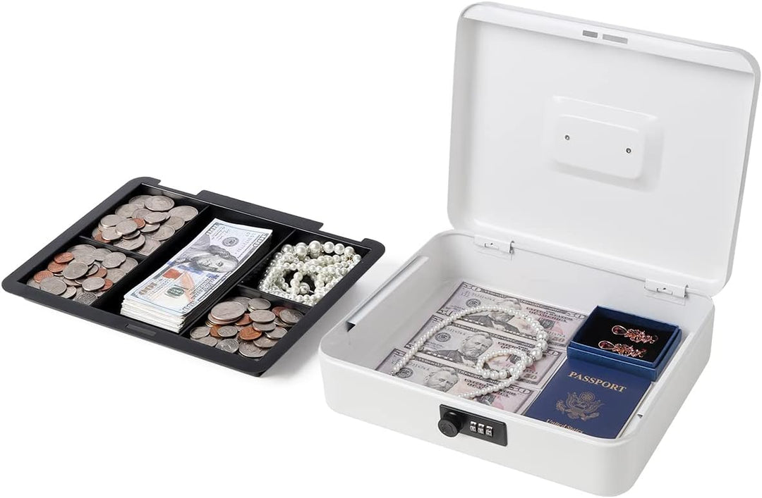 Grosse Geldkassette mit Zahlenschloss, Metall Spardose für Bargeld, Lovndi Schlossbox mit Geldfach,