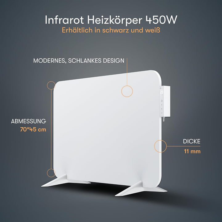 BR Bringer Metall Infrarotheizung 450 Watt mit Smart Thermostat und Fernbedienung, WIFI und App - al