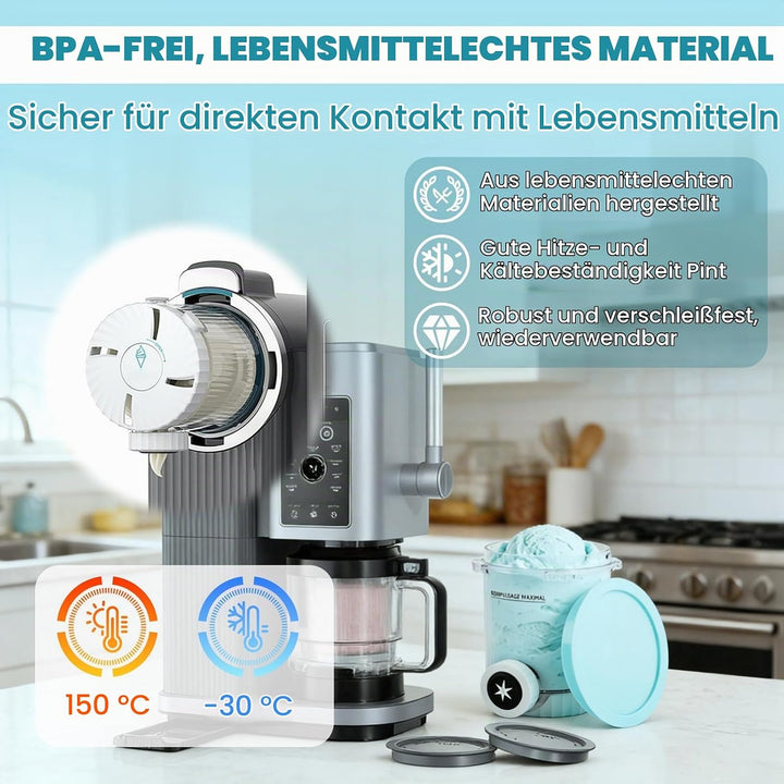 4 Stück Ersatz für Ninja Creami Swirl Behälter NC701EU 480ML, BPA-frei &amp; Spülmaschinenfest, Ersatzbe