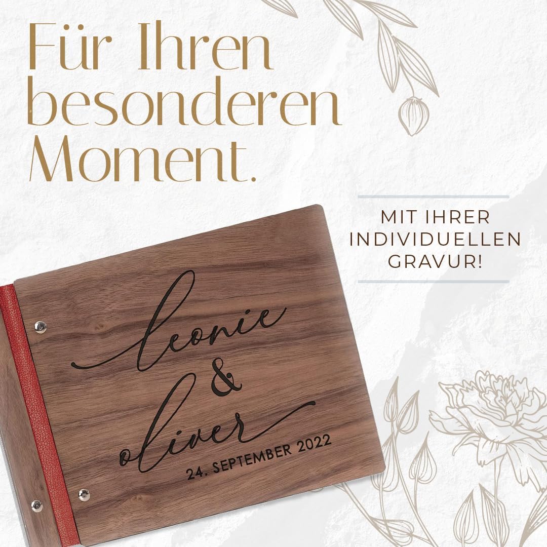 Hochzeitideal – Personalisierbares Gästebuch Hochzeit Patti E10 mit 40 Seiten I Hochzeit Gästebuch a