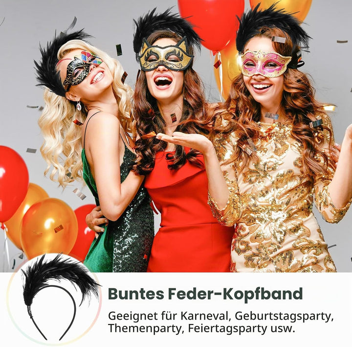 Dilunave Bunt Feder Stirnband Fascinator Regenbogen Haarreif Cosplay Haarbänder Karneval Kopfschmuck