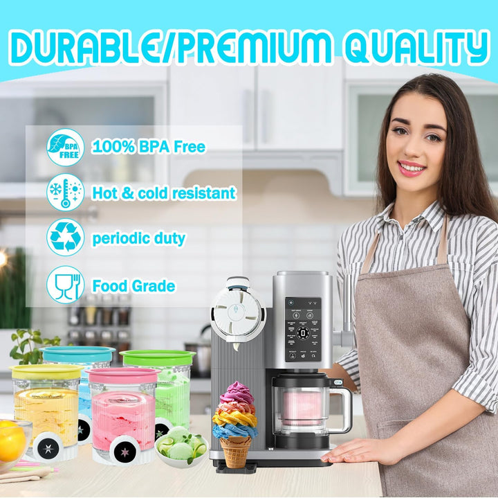 4 Stück Behälter für Ninja Creami Swirl NC701EU 480ml, Spülmaschinenfest und BPA-frei Behälter Swirl