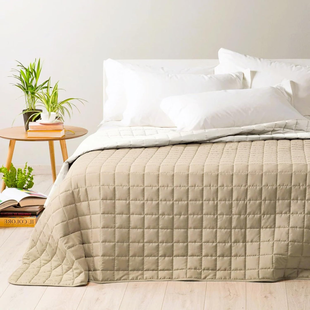 Caleffi - Tagesdecke, gesteppt, modern, einfarbig, Einzelbett, Vanille Singola piccola Vanille, Sing