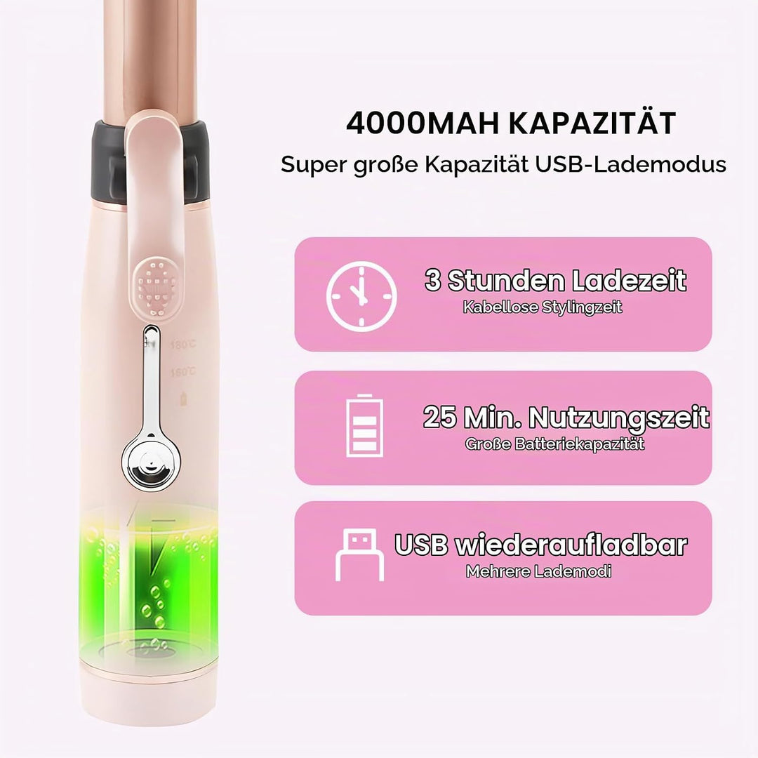 Yuehuamech Schnurloser Mini- Lockenstab 19mm Lockenstab Lockenstab Trommel Keramik Glätteisen USB Wi
