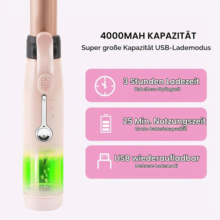 Yuehuamech Schnurloser Mini- Lockenstab 19mm Lockenstab Lockenstab Trommel Keramik Glätteisen USB Wi