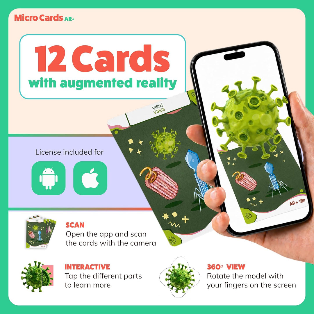 aAR+ Body Planet Micro Cards – Lernkarten Mikroorganismen mit Augmented Reality | Bakterien, Viren &
