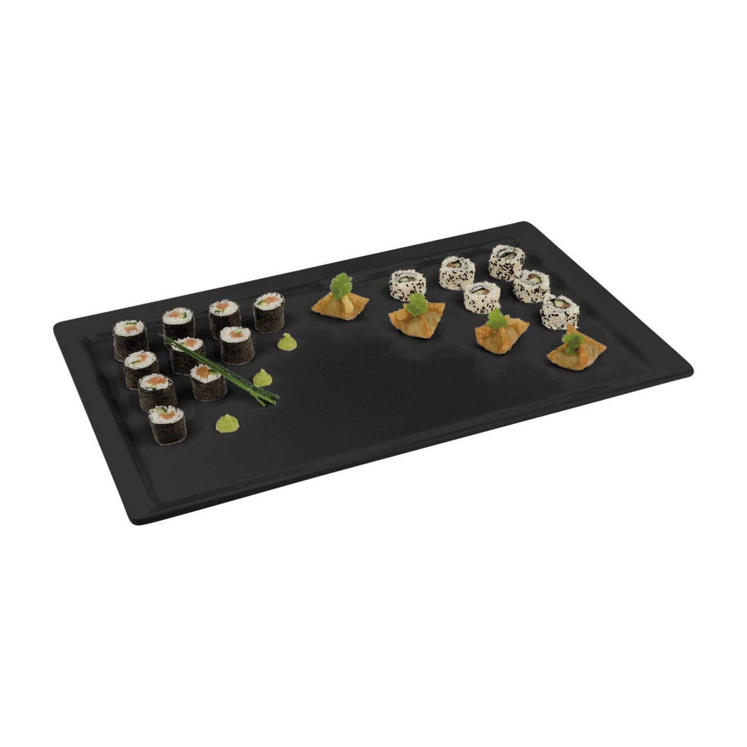 APS 83490 GN 1/2 Tablett Pure, 32,5 x 26,5 cm, Höhe 3 cm, Melamin, schwarz 32.5 x 26.5 x 3 cm, 32.5