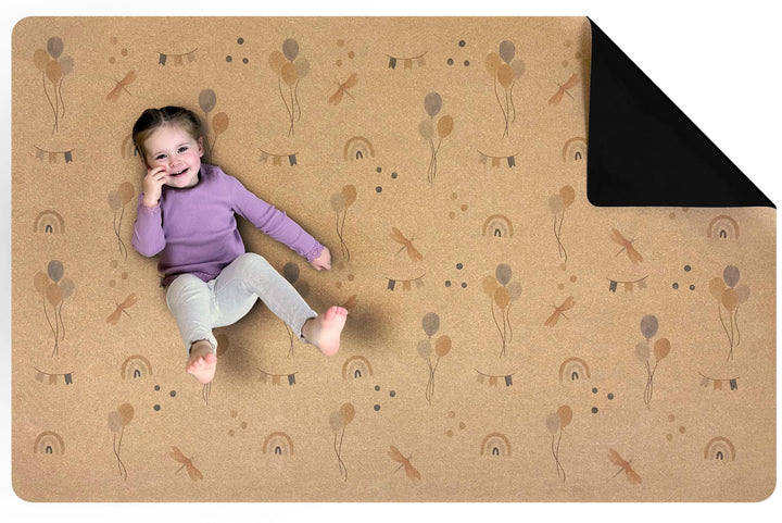 LITTLE LEMON – Krabbelmatte Baby Teppich Babymatte | Kork & Naturkautschuk 180x115cm | BPA- & Schads