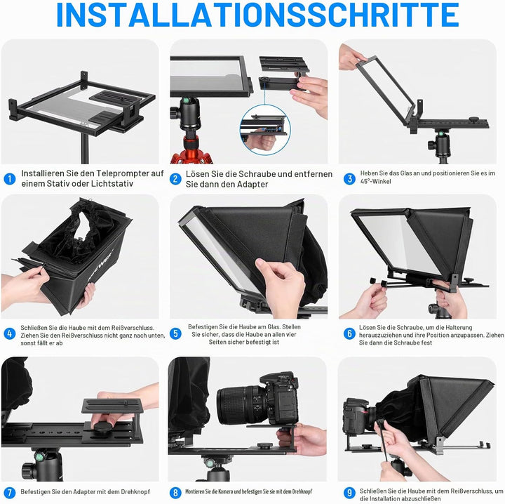 NEEWER X12 Teleprompter aus Aluminiumlegierung mit RT-110-Fernbedienung und App-Steuerung,kompatibel