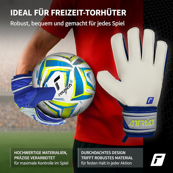 Reusch Herren Attrakt Unisex Torwarthandschuhe mit Aussennaht Schnitt und Solid Belag, Geeignet für