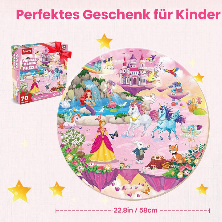 SYNARRY Grosse Einhorn Prinzessin Boden Puzzle für Kinder ab 3 4 5 6 7 8 Jahren, 70 Teile Kinderpuzz