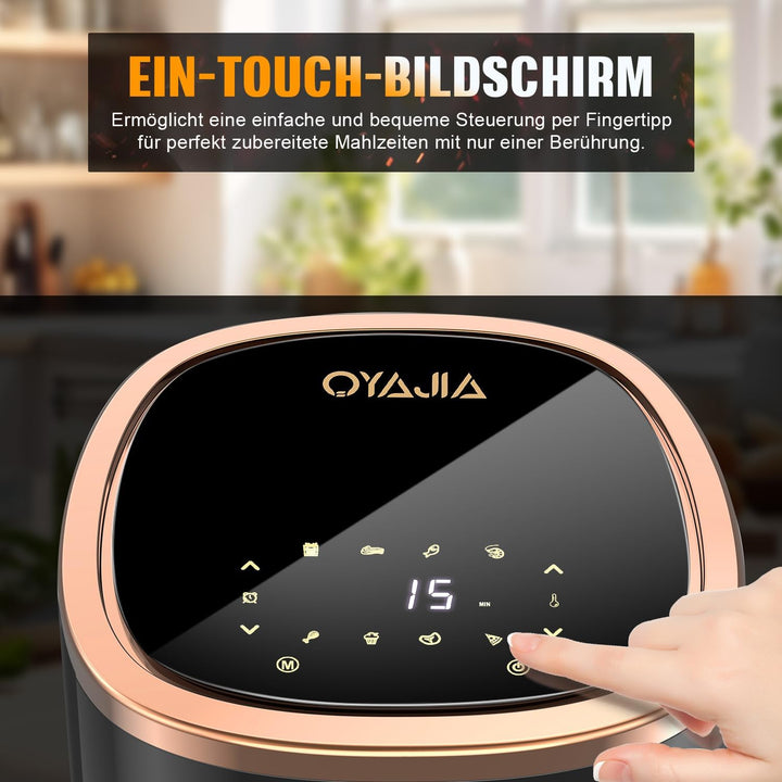 Heissluftfritteuse - 3,4 L kompakte Heissluftfritteuse für schnelle Mahlzeiten, Sichtfenster, Touch