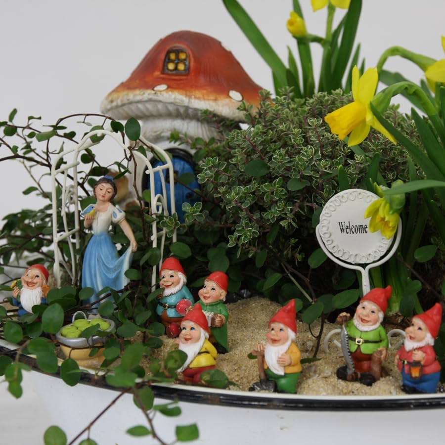 FADEDA 8X Schneewittchen und die Sieben Zwerge/Höhe:8 cm/handbemalt/detailgetreue Krippen Figuren -