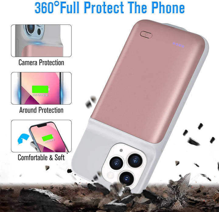 HUOBAO Batteriehülle für iPhone 13 Pro Max, [6000mAh] Ladegerät Hülle für iPhone 13 Pro Max, Schütze