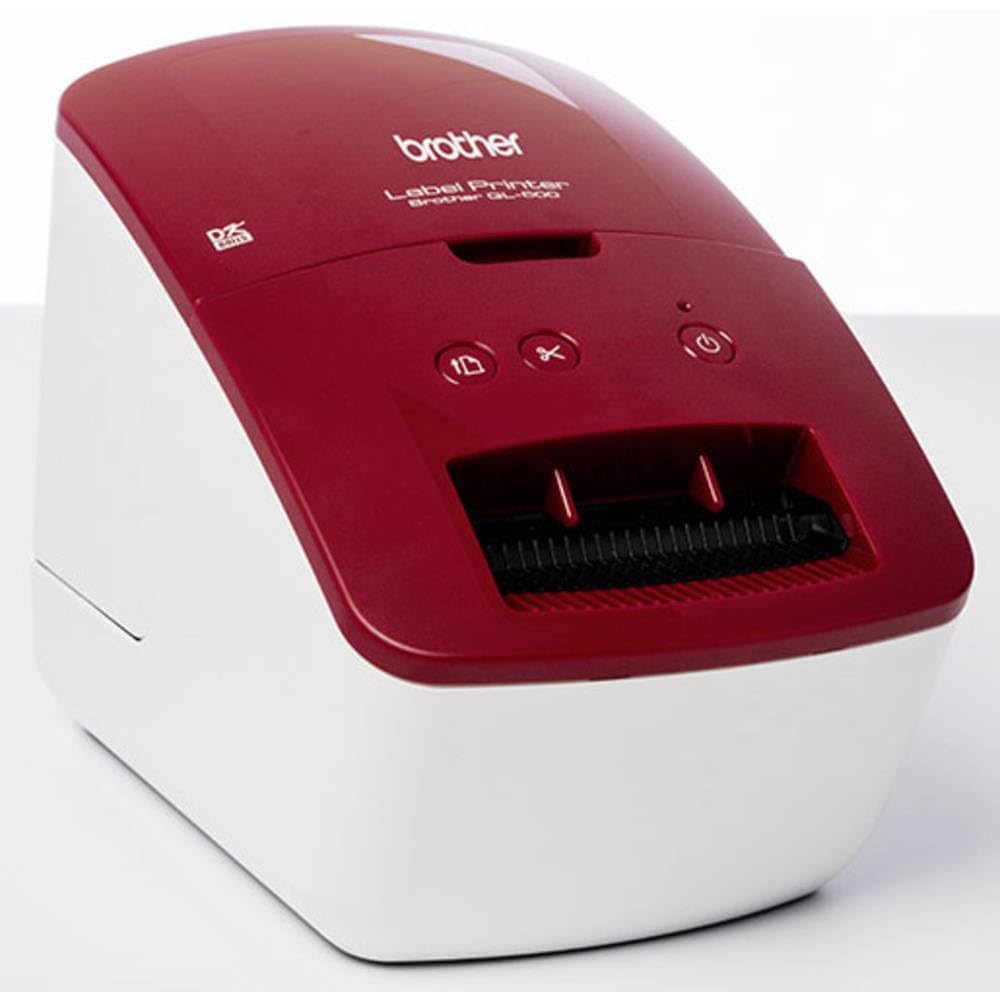Brother QL-600R Rot Etikettendrucker (USB-Schnittstelle, Barcodedruck, automatische Schneideeinheit)