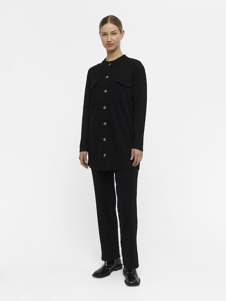 Object Damen Objnoelle Meza Knit Shirt Noos Strickjacke, Schwarz, S EU