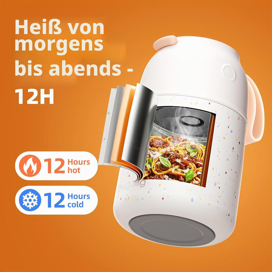 Thermobehälter für Essen 530ml, Edelstahl Thermobecher für Essen Warmhaltebehälter mit Löffel, Ausla
