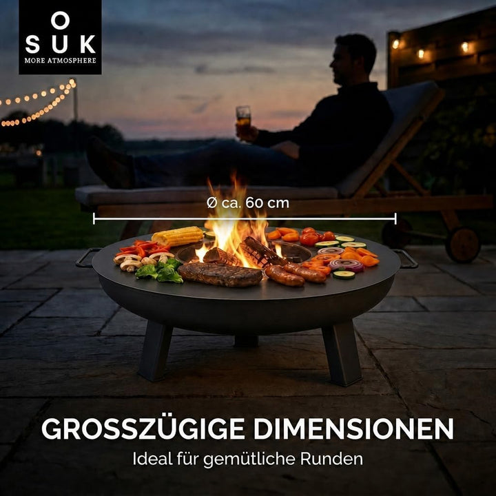 SOUK ONE Plancha Ø 60 cm Feuerring Feuerplatte Grillring für Feuerschale, Feuertonne - Grillplatte a