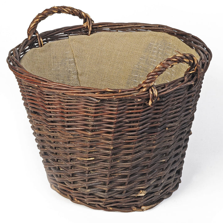 WEIDENPROFI Weidenkorb dunkel, Holzkorb aus Weide mit Jute, rund ca. Ø 48 cm x 35 cm hoch